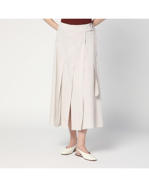 Department 5 White Traxs Grey Mélange Skirt In Linen Blend