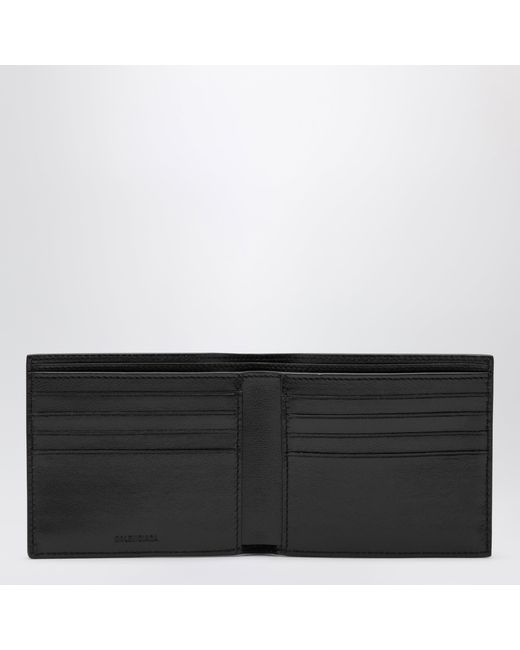 Balenciaga Black Grained Leather Card Holder With Logo for men