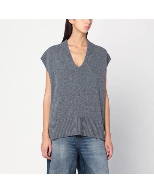 Roberto Collina Blue Oversized Wool Vest