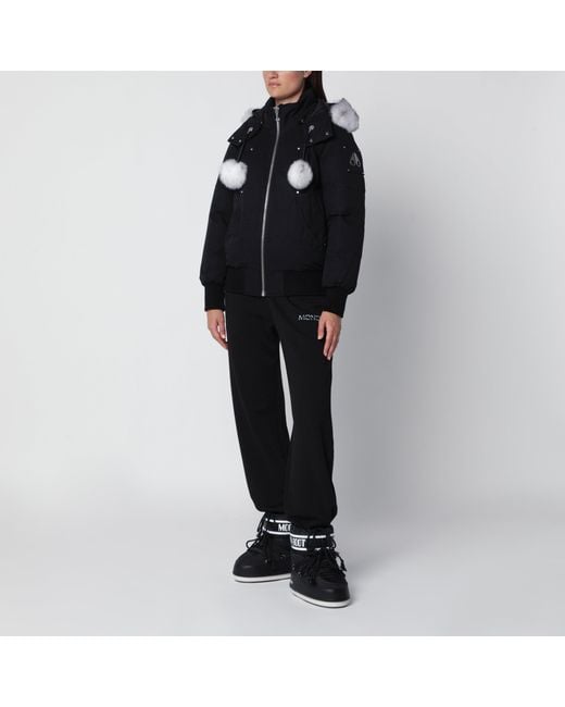 Moose Knuckles Black Original Debbie Cotton Bomber Jacket
