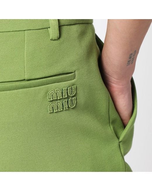 Pantaloni verdi in maglia punto stoffa di Miu Miu in Green
