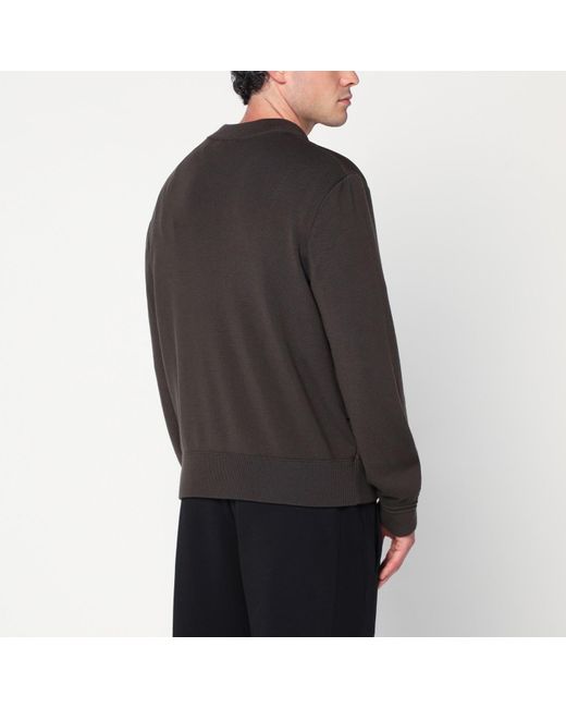 Moncler Black Cardigan With Padded Nylon Knit Sleeves for men