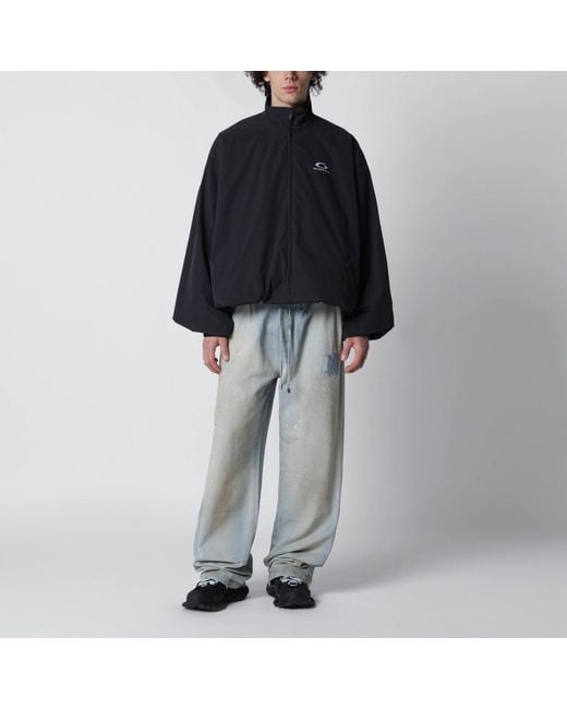 Balenciaga Black Washed Loop Sports Icon Zip Jacket for men