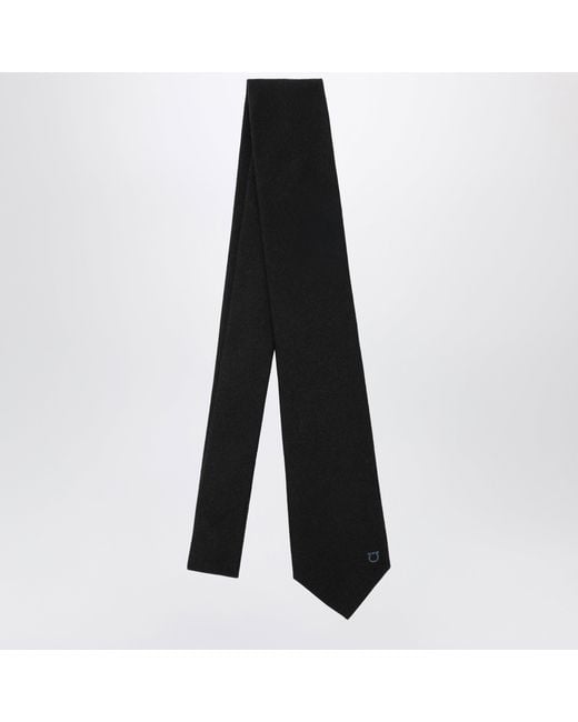 Ferragamo Black Dark Gancini Jacquard Tie for men