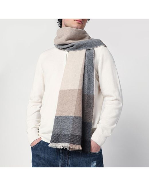 Brunello Cucinelli Gray Colour-Block Scarf for men