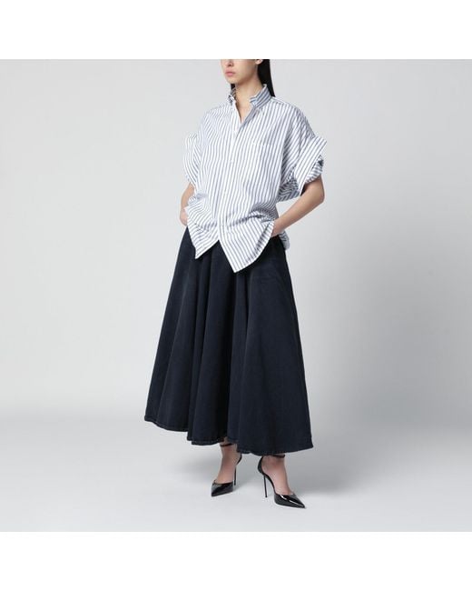 Balenciaga Blue Maxi Godet Denim Skirt