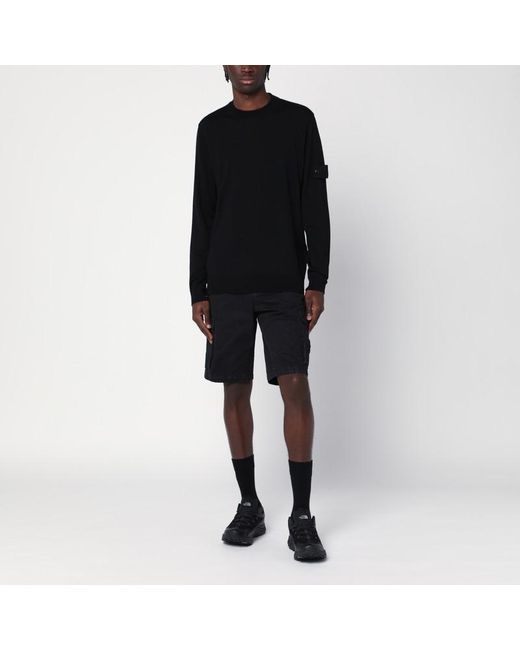 Stone Island Black Cotton Cargo Bermuda Shorts for men