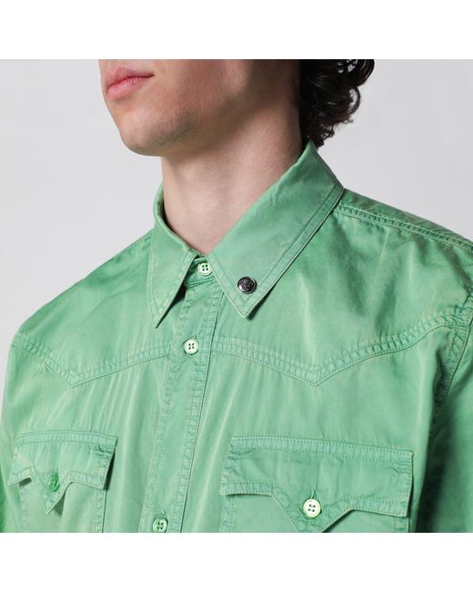 Versace Green Cotton Shirt for men