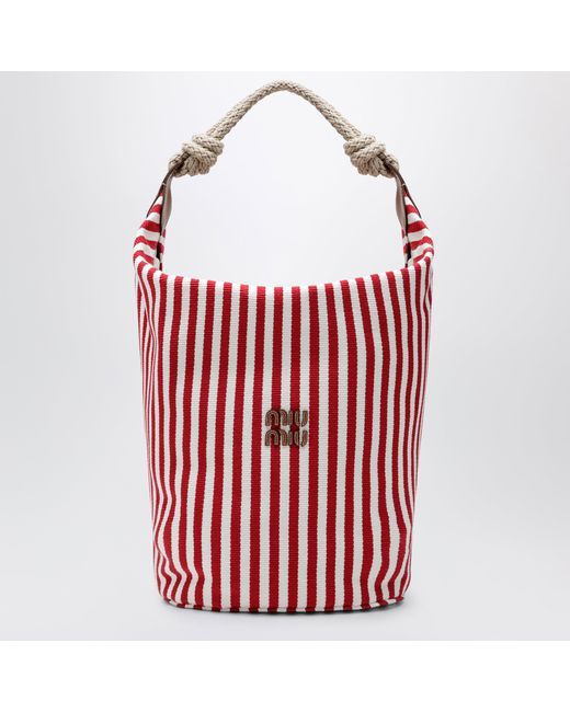 Miu Miu Red Striped Canvas Bag