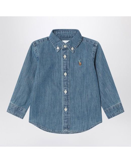 Polo Ralph Lauren Blue Blaues Button-Down-Jeanshemd Aus Denim