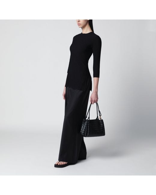 Max Mara Black Ribbed Crewneck Sweater