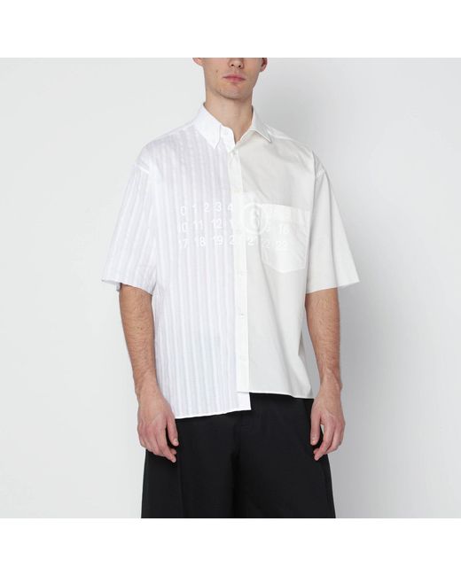 MM6 by Maison Margiela White Two-Tone Cotton Poplin Shirt for men