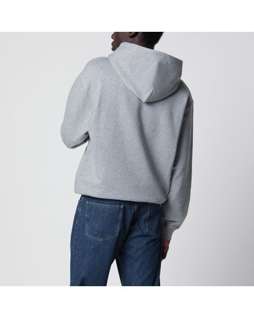 Valentino Gray Mélange Hoodie With Vlogo Embroidery for men