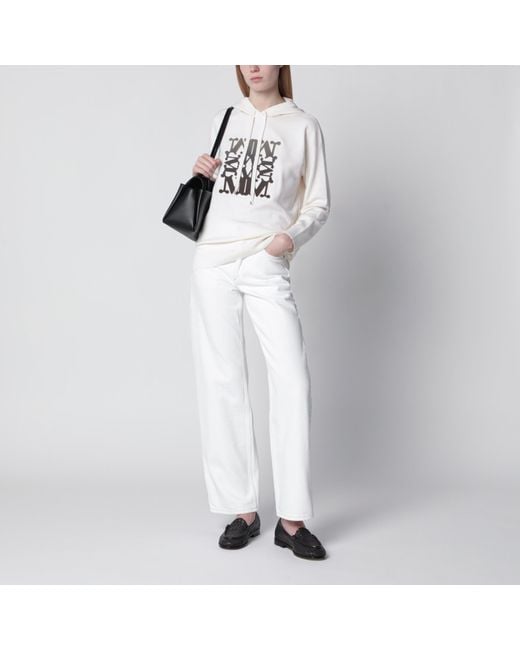 Max Mara White Taddeo Hooded Virgin Wool Sweater