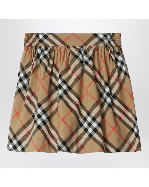 Burberry Natural Beigefarbener Rock Aus Baumwolle Mit Karomuster
