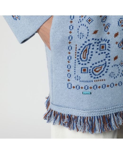 Alanui Blue Bandana Jacquard Cardigan