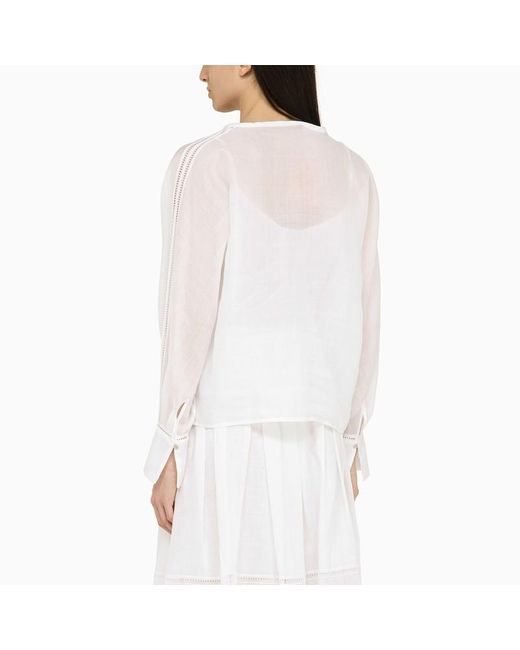 Blusa bianca in ramié di Max Mara Studio in White