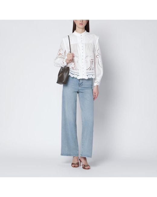 Farm Rio White Richelieu Cotton Blouse