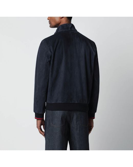 Gucci Blue Leather Jacket for men