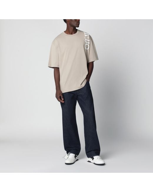 Off-White c/o Virgil Abloh Natural Cotton Crew-Neck T-Shirt With Printed Logo for men