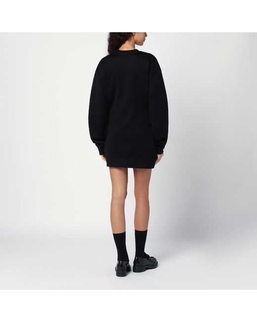 Prada Black Short Plush Dress With Logo Triangle