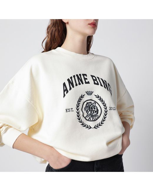 Anine Bing White Miles Collegiate Cream Sweatshirt