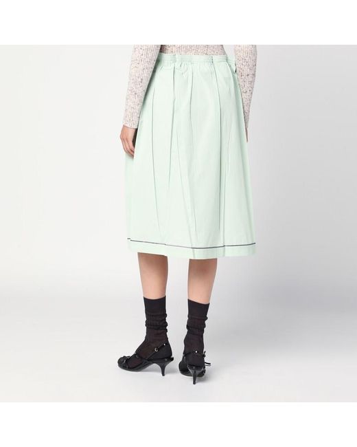 Prada White Aqua-Coloured Cotton Skirt