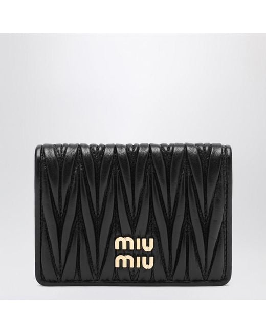 Miu Miu Black Kartenhalter Schwarz Aus Gestepptem Nappaleder