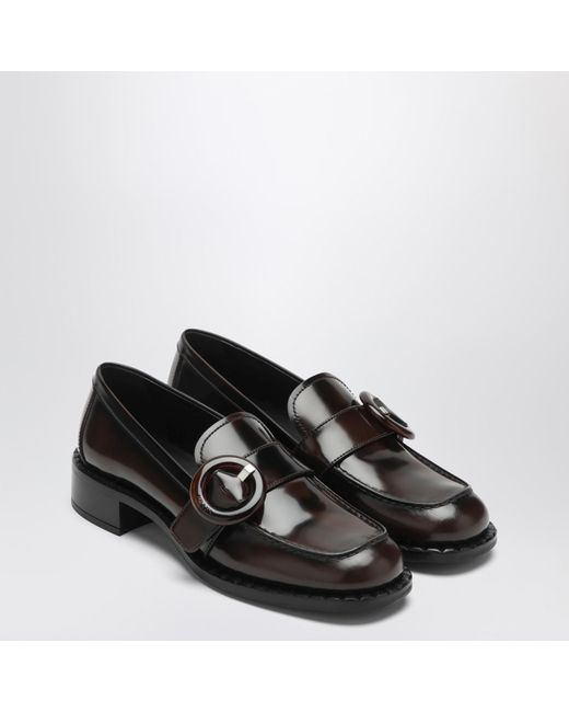 Prada Black Brushed Leather Moccasins