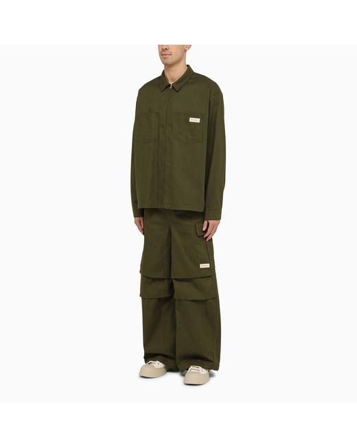 Giacca camicia con zip scura in cotone di Marni in Green da Uomo