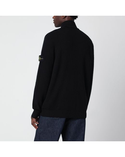 Stone Island Black Zip-Up Sweater for men