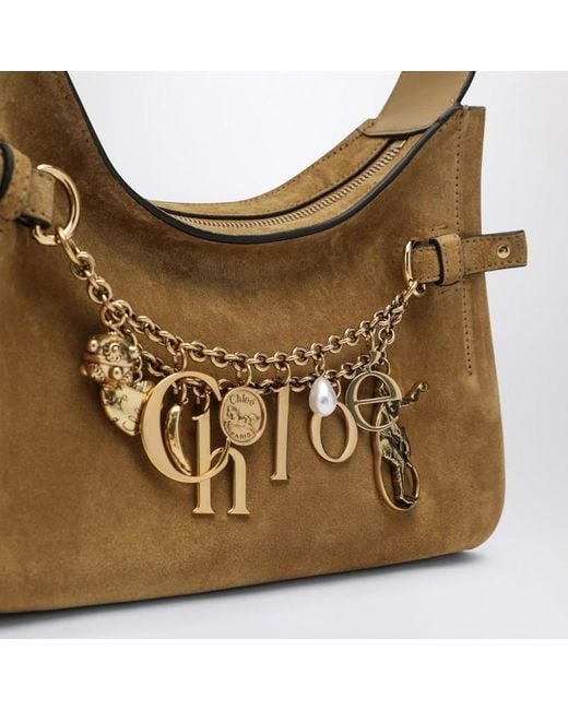 Borsa hobo charms kaki in suede di Chloé in Brown