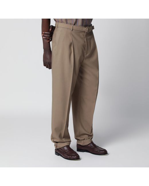Saint Laurent Brown High-Waisted Tailored Trousers With Belt for men