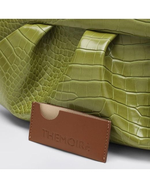 THEMOIRÈ Green Emera Clutch Kiwi Mit Krokodileffekt