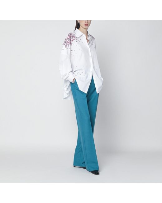 Max Mara Blue Wool And Silk-Blend Trousers