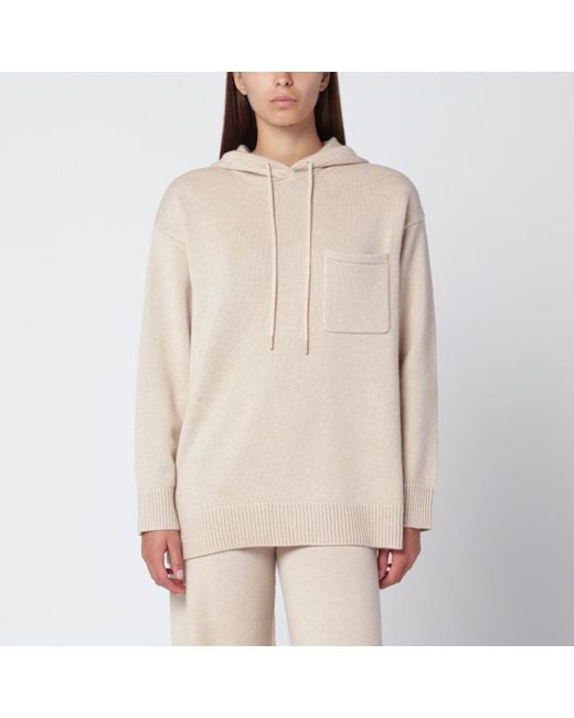 Max Mara Natural Wool And Cashmere Knit Hoodie