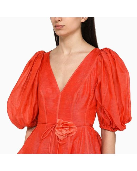 Mini abito flip tranquility in lino e seta di Zimmermann in Red