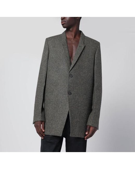 Rick Owens Gray Concordian Single-Breasted Wool Jacket for men