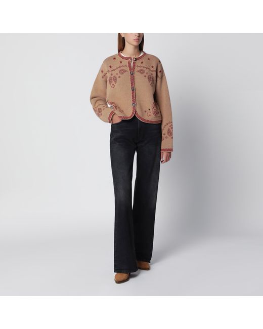 Alanui Natural Multicoloured Wool Jacquard Bandana Jacket