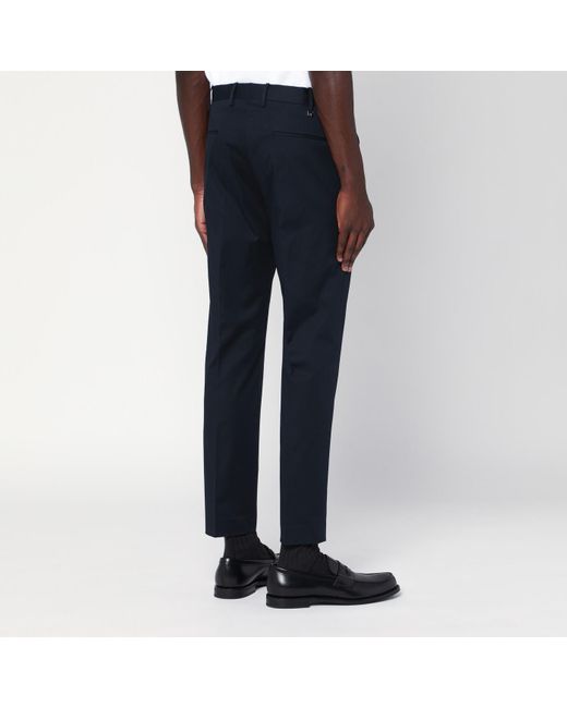 PT Torino Blue Slim-fit Cotton Trousers for men