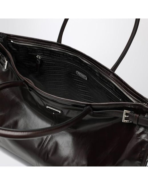 Borsa shopping bonnie color moro di Prada in Black da Uomo