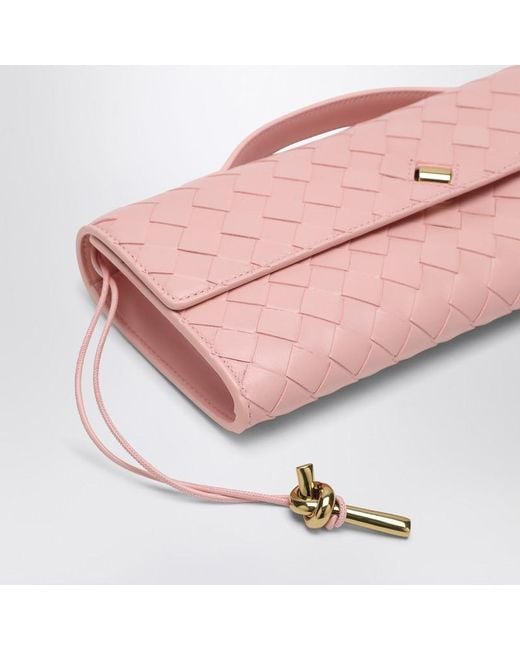 Bottega Veneta Pink Andiamo Clutch With Handle
