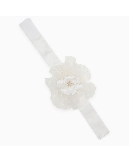 Choker con fiore in misto seta di Dolce & Gabbana in White