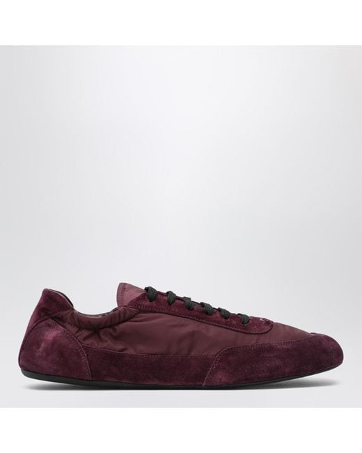 Prada Red Re-Nylon And Suede Sneaker Collapse