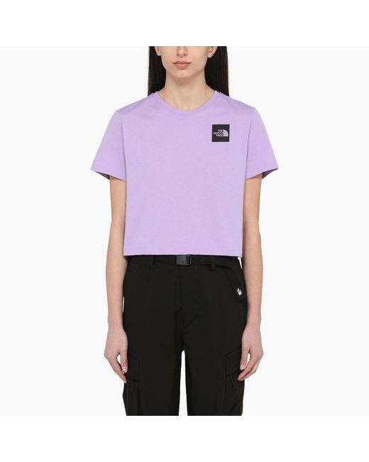 T-shirt cropped lilla in cotone con logo di The North Face in Purple