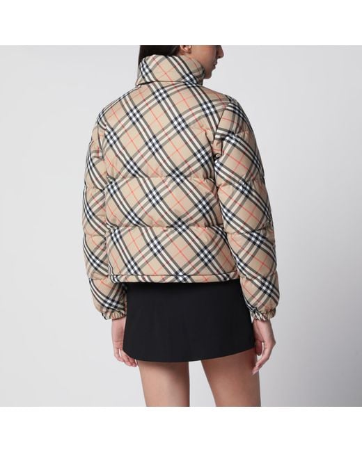 Burberry Black Sand Check Ambleside Down Jacket