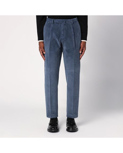Santaniello Blue Sugar-coloured Corduroy Trousers for men