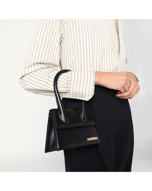 Jacquemus Black Schwarze Tasche Le Chiquito Moyen Aus Leder
