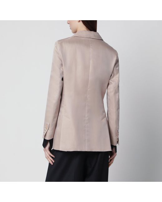Max Mara Natural Oversized Linen And Organza Blazer