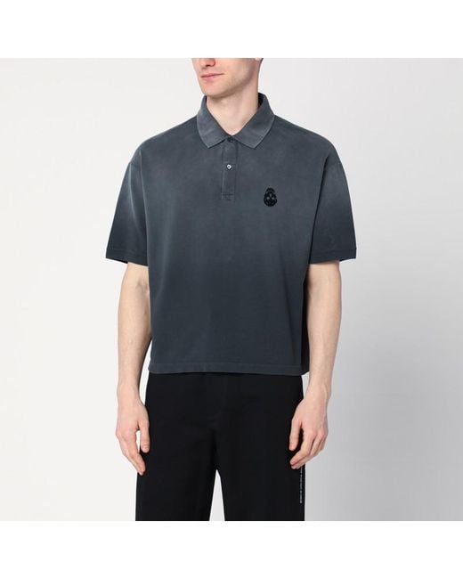 Polo nera effetto slavato in cotone di Alexander McQueen in Blue da Uomo
